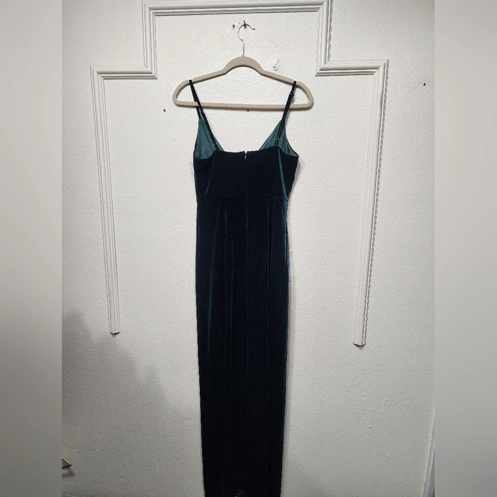 Lulus Graceful Glamour Emerald Green Velvet Surplice Maxi Dress Wedding Party - Picture 10 of 10